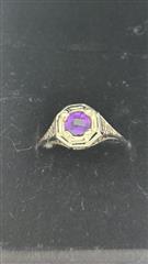Amethyst Lady's Stone Ring 18K White Gold 2.17g Size:6.5